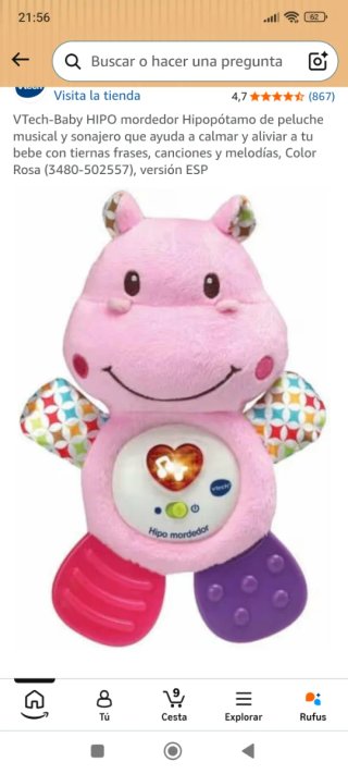 Hipopótamo Mordedor VTech Rosa