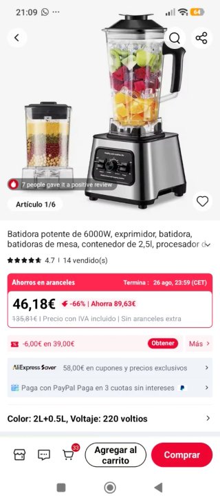 Batidora Bonana BO-B101 MAX3800-W