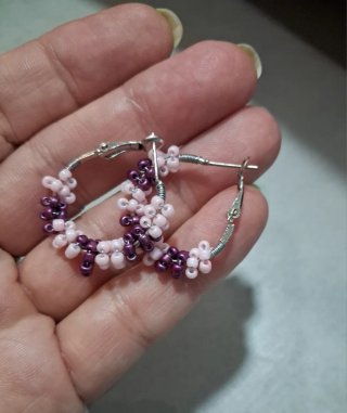 Pendientes artesanales rosas y morados