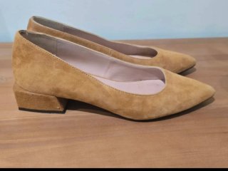 Zapatos planos ante beige/naranja pastel