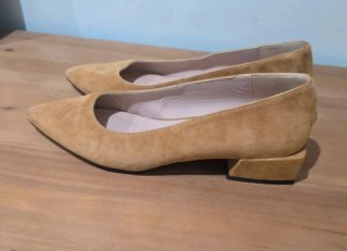 Zapatos planos ante beige/naranja pastel
