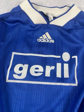 Camiseta Adidas Fútbol #9 Manga Larga Azul Blanca