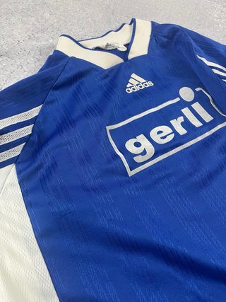 Camiseta Adidas Fútbol #9 Manga Larga Azul Blanca
