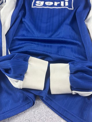 Camiseta Adidas Fútbol #9 Manga Larga Azul Blanca
