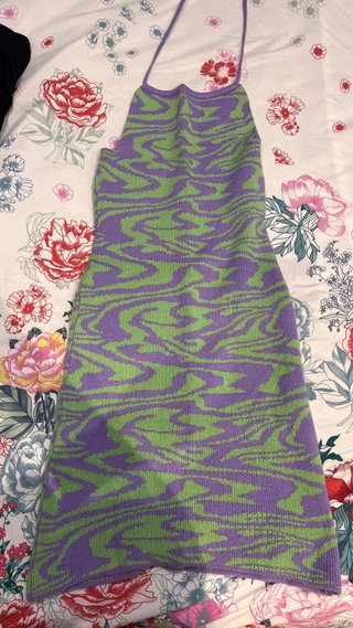 Vestido Zara verde y morado