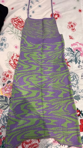 Vestido Zara verde y morado