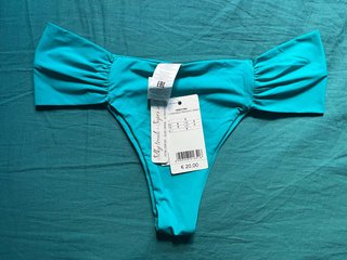 Brasileña con drapeado bikini turquesa talla S