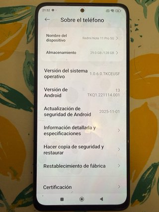 Xiaomi Redmi Note 11 Pro 5G 128GB Gris