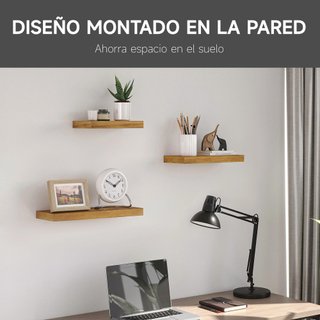 Juego de 3 Estantes Flotantes de Madera