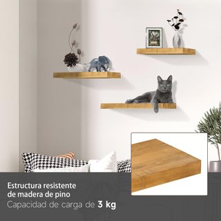 Juego de 3 Estantes Flotantes de Madera