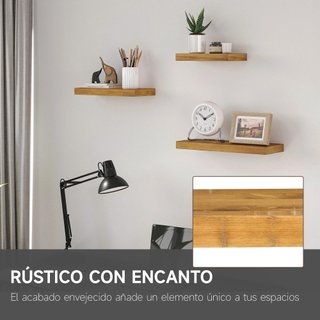 Juego de 3 Estantes Flotantes de Madera