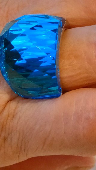 Anillo Acero y Cristal Azul