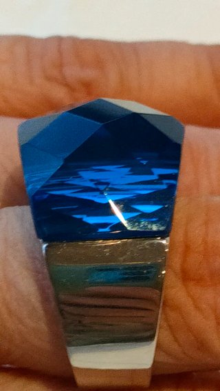 Anillo Acero y Cristal Azul