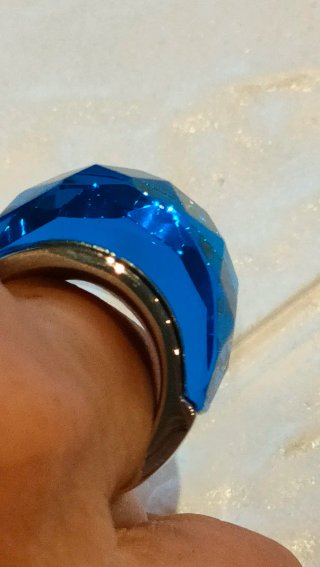 Anillo Acero y Cristal Azul