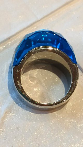 Anillo Acero y Cristal Azul