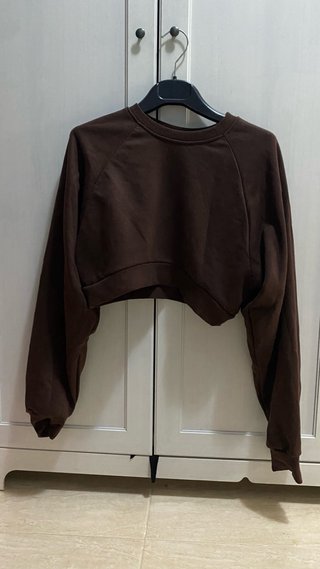 Jersey cropped holgado marrón XS
