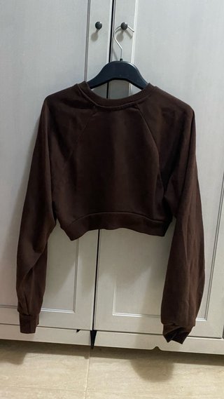 Jersey cropped holgado marrón XS
