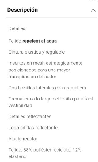 Pantalón Adidas Running Negro Talla M