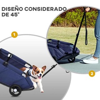 Cochecito Mascotas Barra Ajustable Cojín Azul