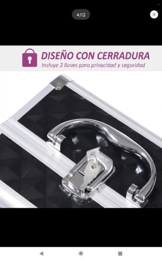 Maletín maquillaje portátil negro y plata
