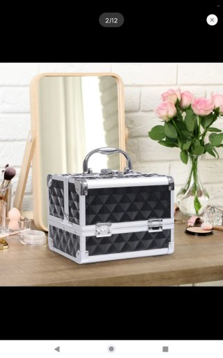 Maletín maquillaje portátil negro y plata