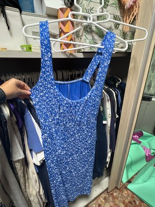 Vestido elástico floral azul