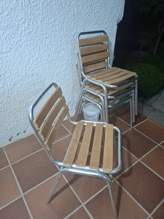 6 Sillas Exterior Aluminio y Madera