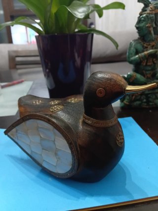 Pato Madera Madre Perla Vintage Decorativo