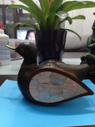 Pato Madera Madre Perla Vintage Decorativo