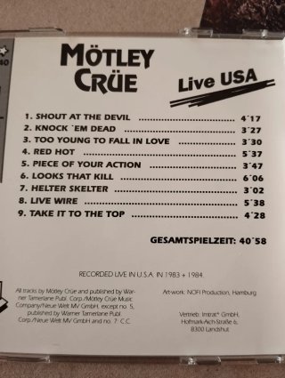 CD Mötley Crüe Live USA Primera época