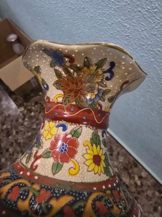 Jarrón japonés vintage estilo Satsuma con decoraci