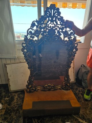 Espejo Antiguo Madera Maciza Roble Grande