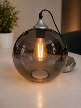 Lámpara colgante cristal ahumado