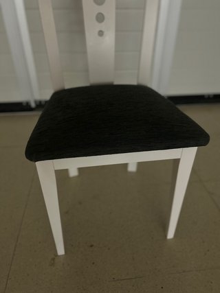 6 Sillas Madera Blanca Tapizado Gris