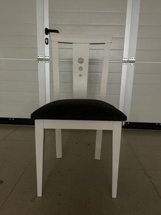 6 Sillas Madera Blanca Tapizado Gris