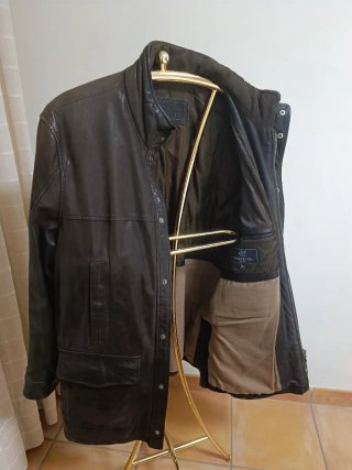 Chaquetón de piel marrón hombre