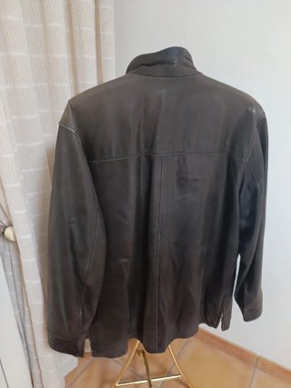 Chaquetón de piel marrón hombre