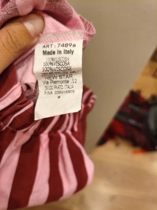 Pantalón bombacho rayas rosa y burdeos