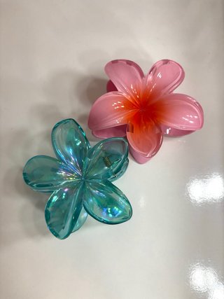 Pinzas de pelo flor rosa y turquesa