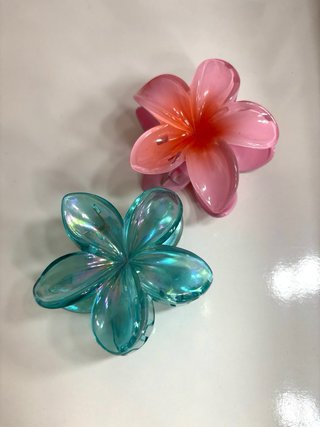 Pinzas de pelo flor rosa y turquesa