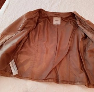 Cazadora Piel Mujer Mango Beige