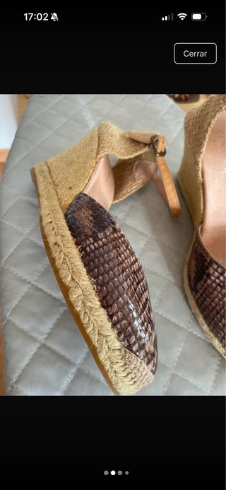 Cuñas Zendra Piel Serpiente Beige Marrón
