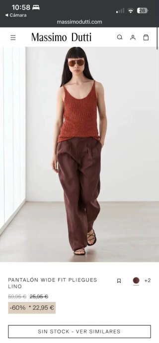 Pantalón Massimo Dutti Lino Marrón 34