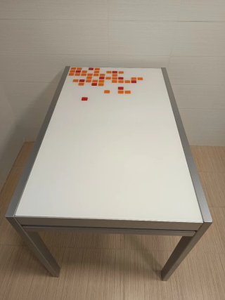 Mesa de cocina extensible de cristal y metal