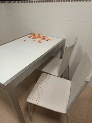 Mesa de cocina extensible de cristal y metal