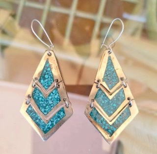 Pendientes colgantes de estilo geométrico alpaca