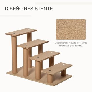 Escalera Mascotas 4 Peldaños Funda Lavable Gris