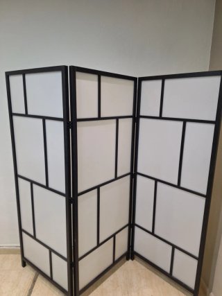 Biombo RISÖR blanco/negro 216x185 cm
