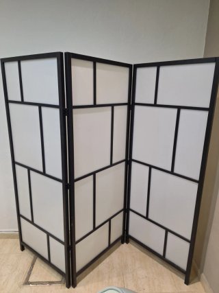 Biombo RISÖR blanco/negro 216x185 cm