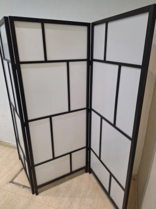 Biombo RISÖR blanco/negro 216x185 cm
